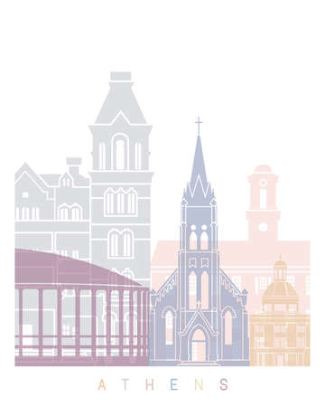 ATHENS OH SKYLINE POSTER PASTELの写真素材