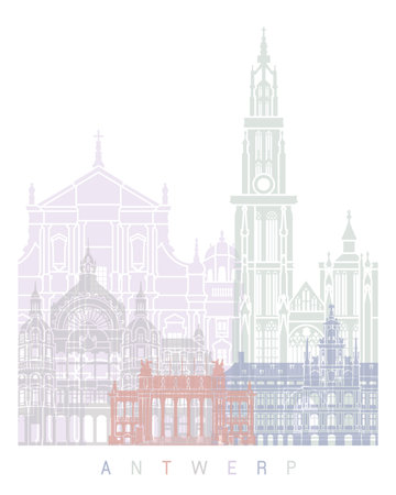 ANTWERP SKYLINE POSTER PASTELの写真素材