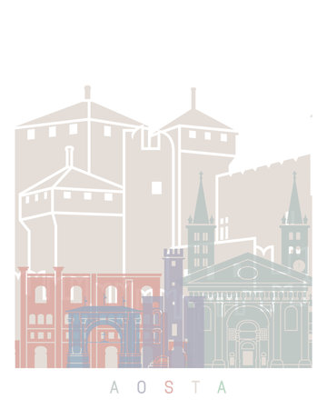 AOSTA SKYLINE POSTER PASTELの写真素材