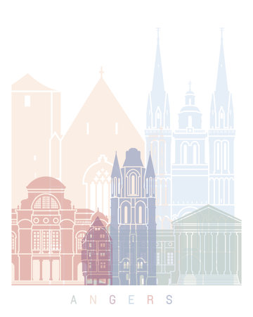 ANGERS SKYLINE POSTER PASTELの写真素材