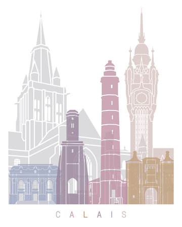 CALAIS SKYLINE POSTER PASTELの写真素材