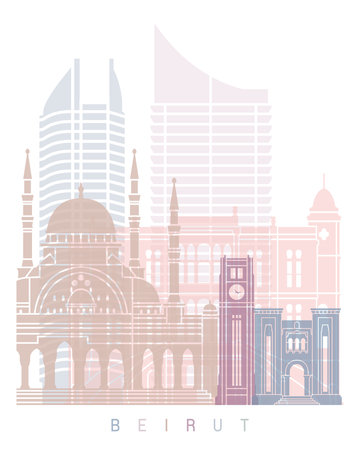 BEIRUT SKYLINE POSTER PASTELの写真素材