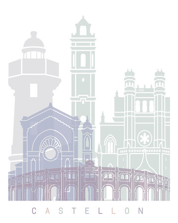 CASTELLON SKYLINE POSTER PASTELの写真素材