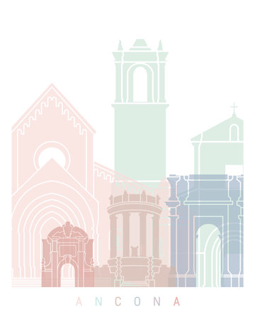 ANCONA SKYLINE POSTER PASTELの写真素材