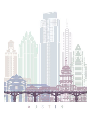 AUSTIN SKYLINE POSTER PASTELの写真素材