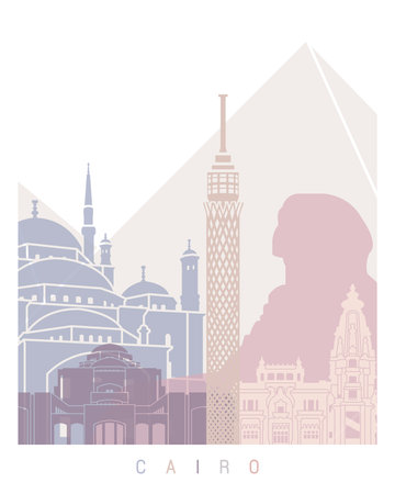 CAIRO SKYLINE POSTER PASTELの写真素材
