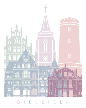 BIELEFIELD SKYLINE POSTER PASTELの写真素材
