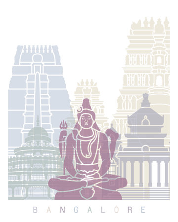 BANGALORE SKYLINE POSTER PASTELの写真素材