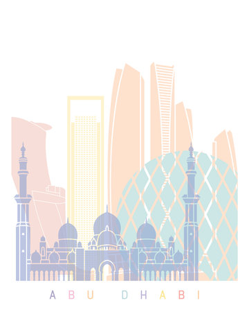 ABU DHABI SKYLINE POSTER PASTELの写真素材