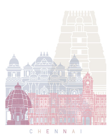 CHENNAI SKYLINE POSTER PASTELの写真素材