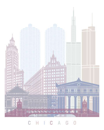 CHICAGO SKYLINE POSTER PASTELの写真素材
