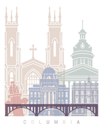 COLUMBIA SC SKYLINE POSTER PASTELの写真素材