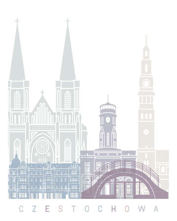 CZESTOCHOWA SKYLINE POSTER PASTELの写真素材