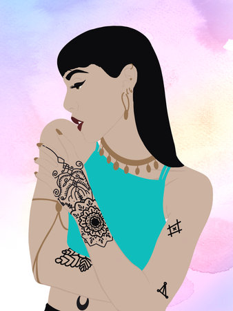 Full Color Fashion Woman Portraitの写真素材