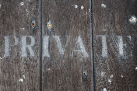 Private wording on old oak doorの写真素材