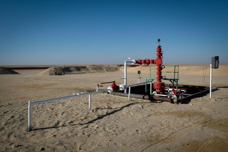 Oil producing well located in the Libyan desertの写真素材