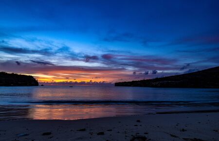 sunset at the beach in the caribbeanの写真素材