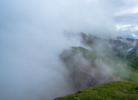 The green meadows of Seceda, South Tyrol - Italy.の写真素材