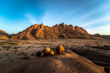 Famous rock formation on the mountains of spitzkoppeの写真素材