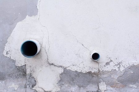wall and pipe and peel of paintedの写真素材