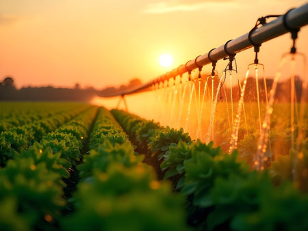AI generated a sprinting machine in a field. The image features agriculture field, industrial machine, farmer. Additional elements include plane flying, gym equipment.の素材