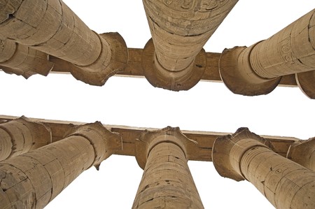 Columns at Luxor Temple isolated on white