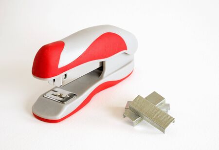 Stapler with staples isolated on a white backgroundの写真素材