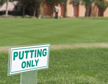Sign on a training putting rangeの写真素材