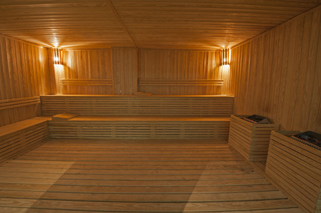 Interior of large sauna room in luxury health spaの写真素材