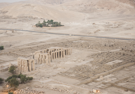 Aerial view over the famous Ramasseum temple on the west bank of Luxor