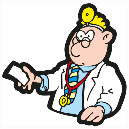 Doctor Handing out a prescription, vector illustration isolated on white background.のイラスト素材