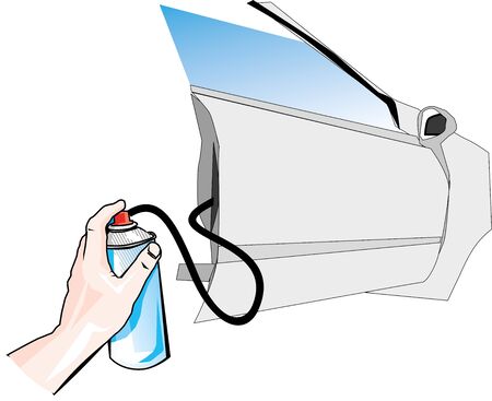 Hand with spray can, spray anti calm in car concept vectorのイラスト素材