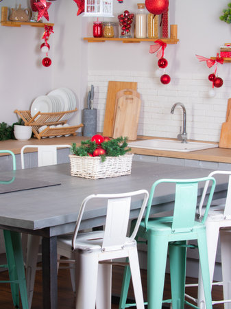 kitchen dressed up for the new year holidays