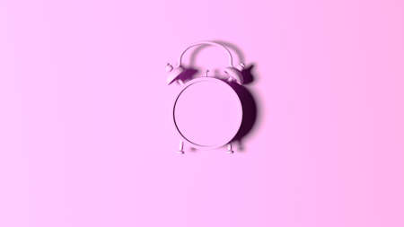 3D rendering. alarm clock on a pink backgroundの写真素材