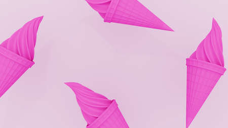 3d rendering. pink icecream on pink background, abstractの写真素材