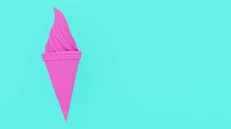 3d rendering. pink icecream on blue background, abstractの写真素材