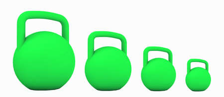 3d rendering. green fitness dumbbells in white background. Pastel colors.の写真素材