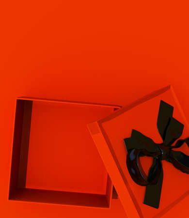 3d render. Open red gift boxe in the red background. Vertical renderの写真素材