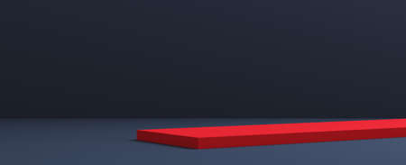 Abstract background with a red podium on a dark background. 3D rendering.の写真素材