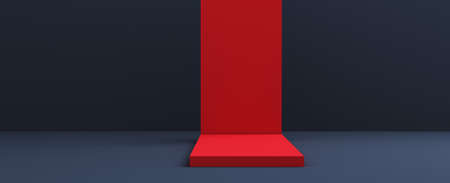 Abstract background with a red podium on a dark background. 3D rendering.の写真素材
