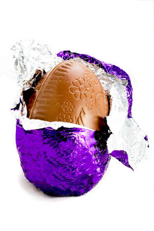 Milk chocolate Easter egg with foil wrappingの写真素材