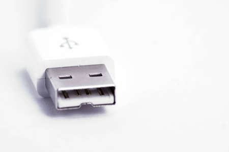 a usb plug in macro over  whiteの写真素材