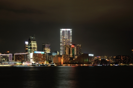 HONG KONG, CHINA - NOV 26, 2012  Tsim Sha Tsui at night on Nov 26, 2012 in Hong Kong  Taken from Central Pier のeditorial素材