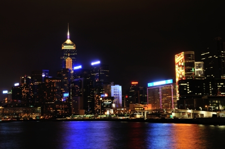 HONG KONG, CHINA - NOV 26, 2012  Victoria Harbor at Night on Nov 26, 2012 in Central Pier, Hong Kong のeditorial素材