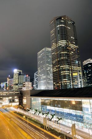 Traffic in Hong Kong at nightのeditorial素材
