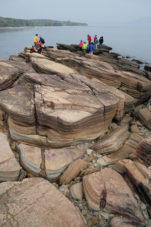HONG KONG, CHINA - FEBRUARY 2, 2011  Geological feature of Tung Ping Chau on February 2, 2011 on Tung Ping Chau, Hong Kong のeditorial素材