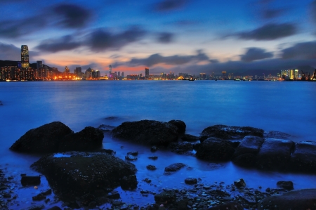Victoria sunset at night  Slow shutter speed の写真素材