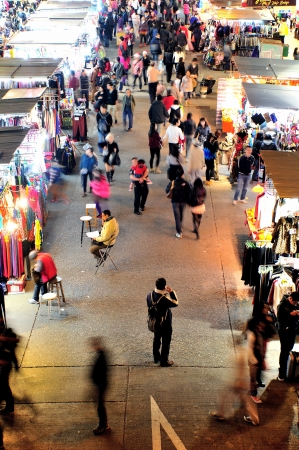 HONG KONG, CHINA - DEC 25, 2012  Crowded people walk through the market on December 25, 2012 in Mong Kok, Hong Kong  Mong Kok, Hong Kong is the highest population density place in the world のeditorial素材