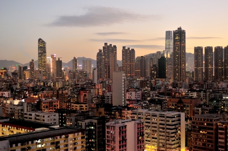 Crowded Hong Kong with a lot of high density building のeditorial素材