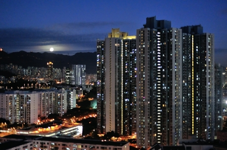 Crowded Hong Kong with a lot of high density building 